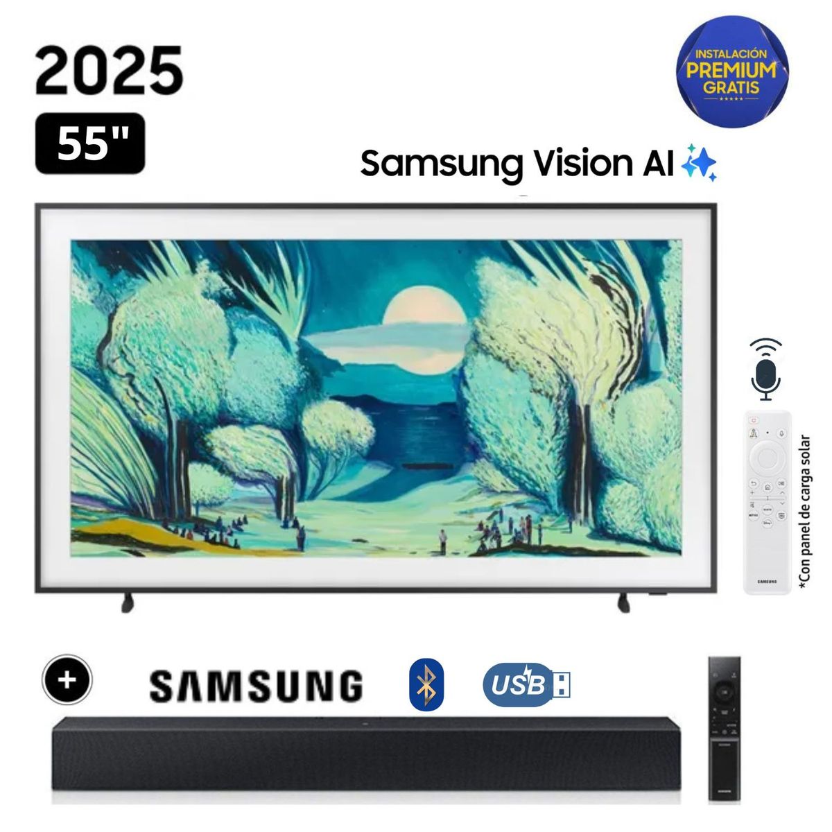 SAMSUNG - Televisor Samsung The Frame 55 Qled 4k Vision AI Smart TV QN55LS03F + Soundbar HW-B400F