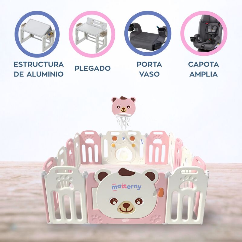 GENERICO - Corral Armable 4 en 1 para Bebés  «BALOO» Beige