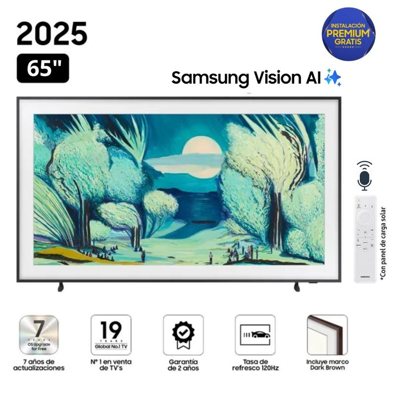 SAMSUNG - Televisor Samsung The Frame 65" Qled 4k Vision AI Smart TV QN65LS03F - Nuevo 2025