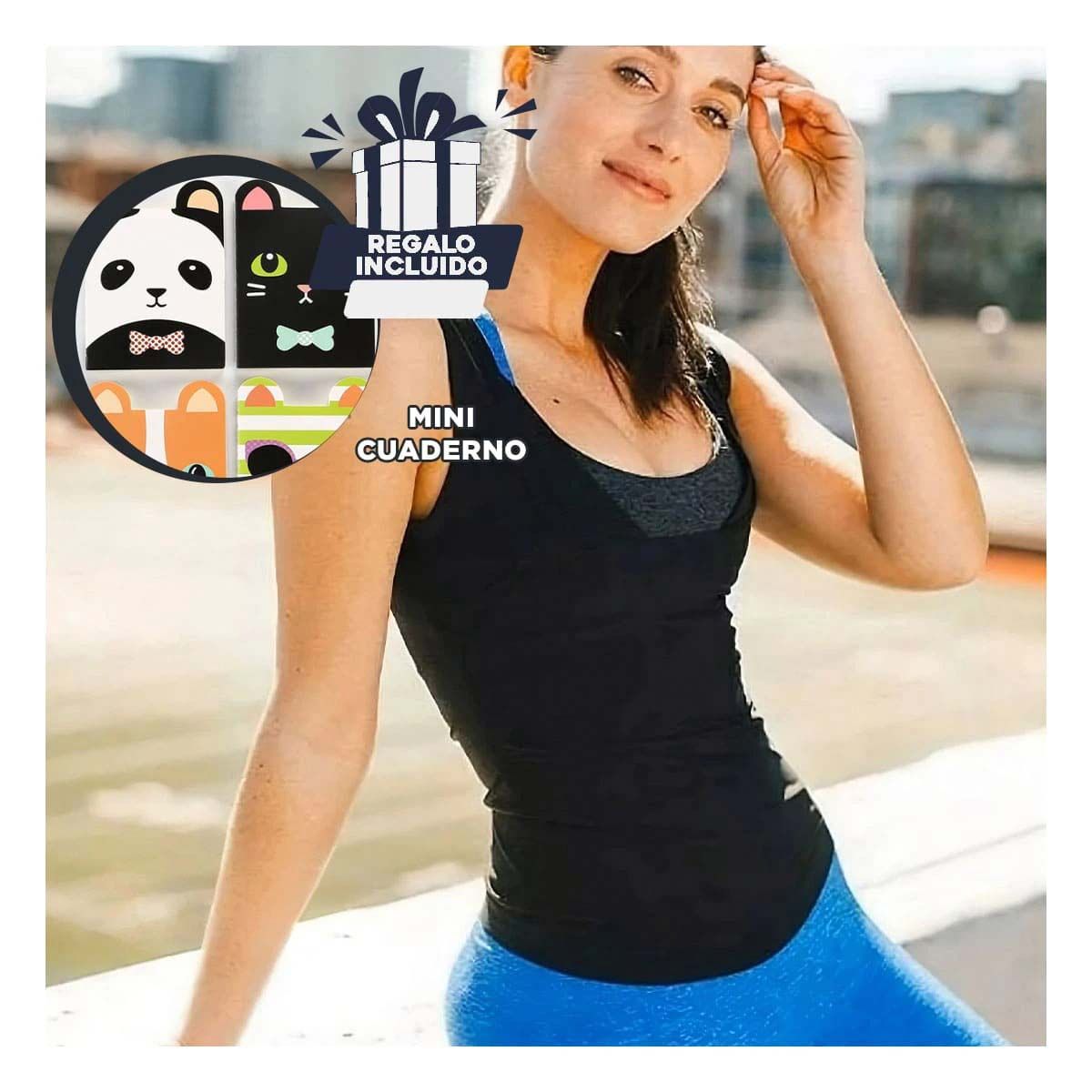 GENERICO - Chaleco para Ejercicio Fuerte Dama L Negro Y+Regalo Agendita