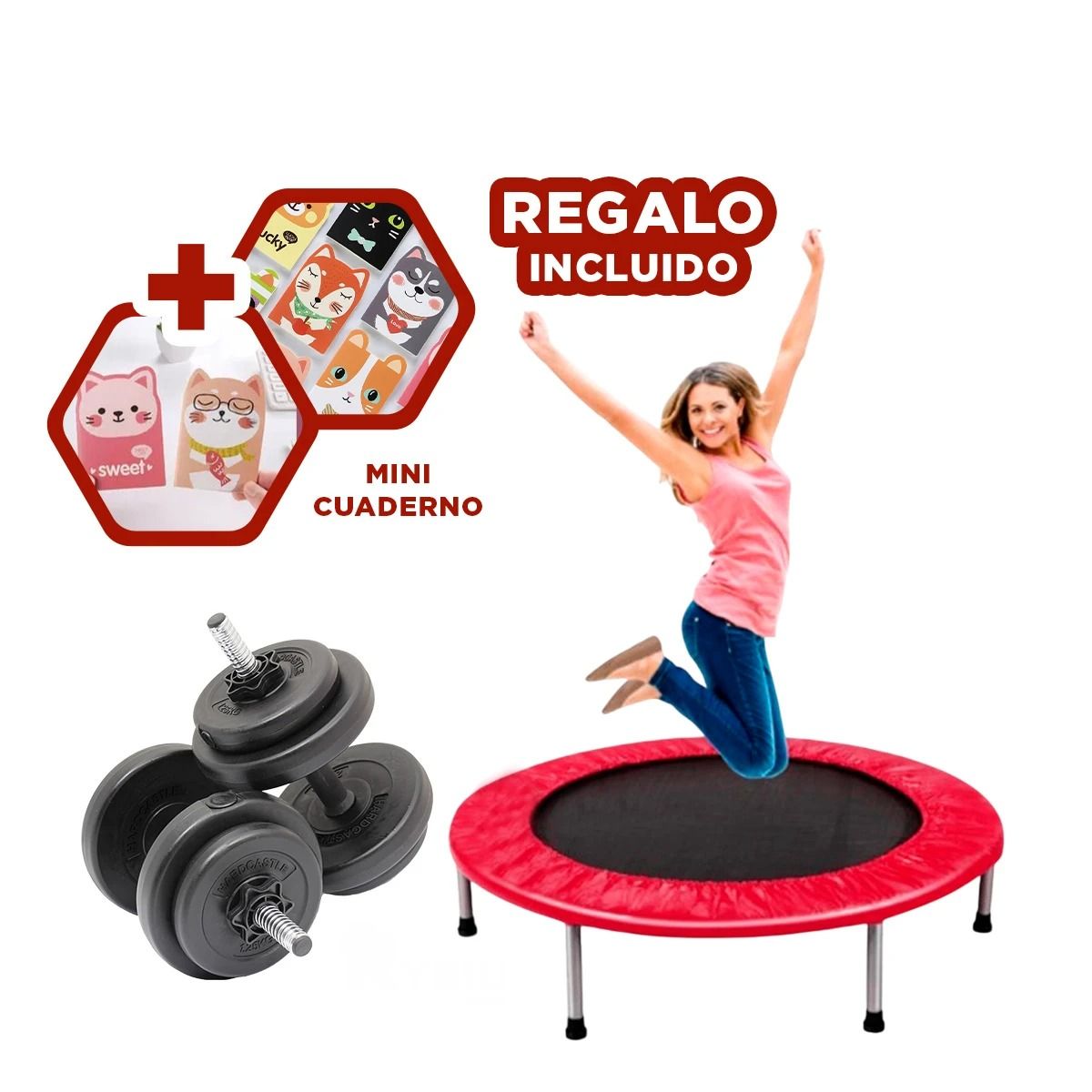 GENERICO - Trampolin Moderno de 90x90 Tamaño S Rojo Y+Regalo Agendita