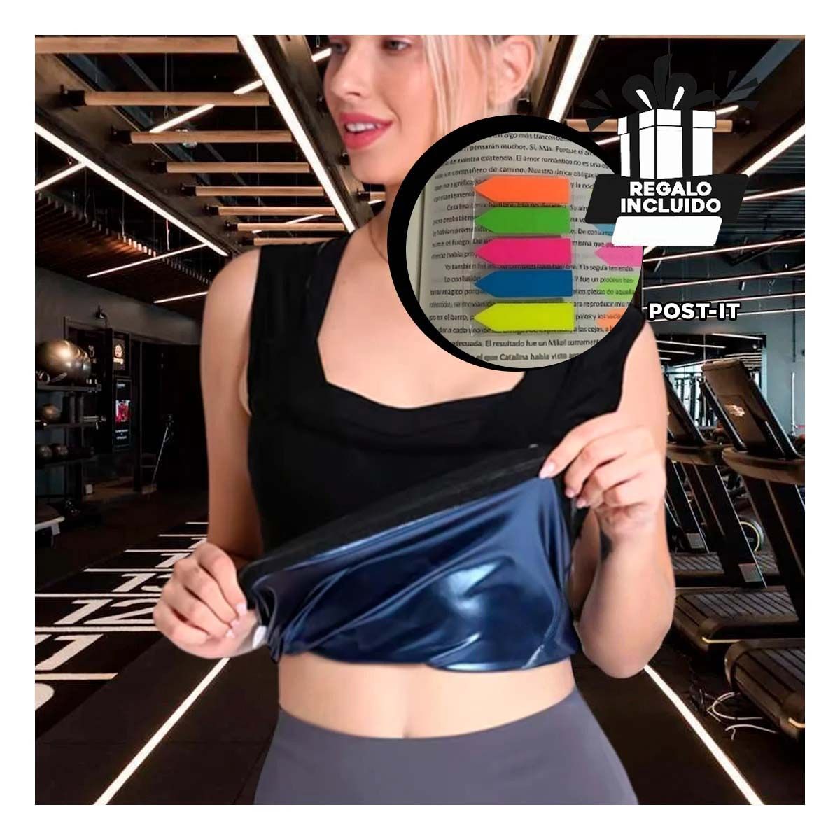 GENERICO - Corset Termico Sport para Dama S Negro Y+Post-it Adhesivos