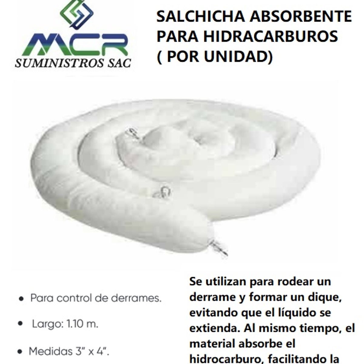 GENERICO - SALCHICHA ABSORBENTE PARA HIDRACARBUROS  POR UNIDAD