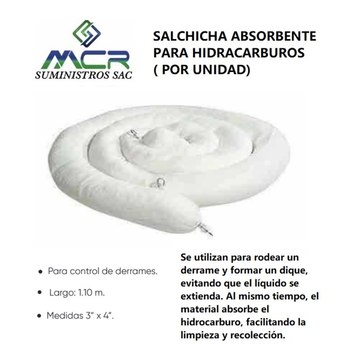 GENERICO - SALCHICHA ABSORBENTE PARA HIDRACARBUROS  POR UNIDAD