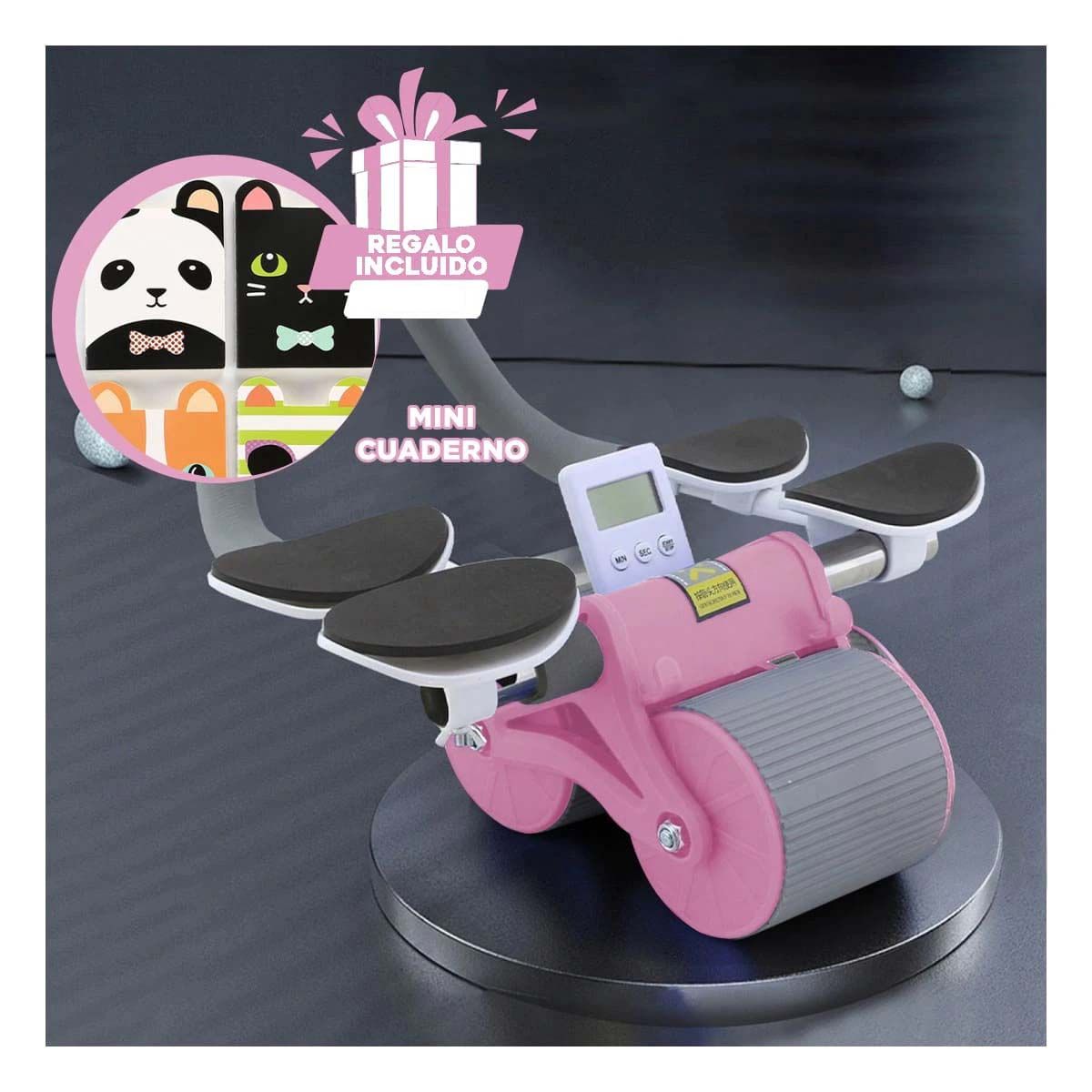 GENERICO - Rueda Fitness con Temporizador Rosado Y+Regalo Agendita