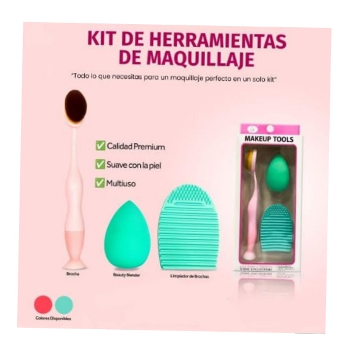 GENERICO -  kits de brochas de maquillaje 3 en 1