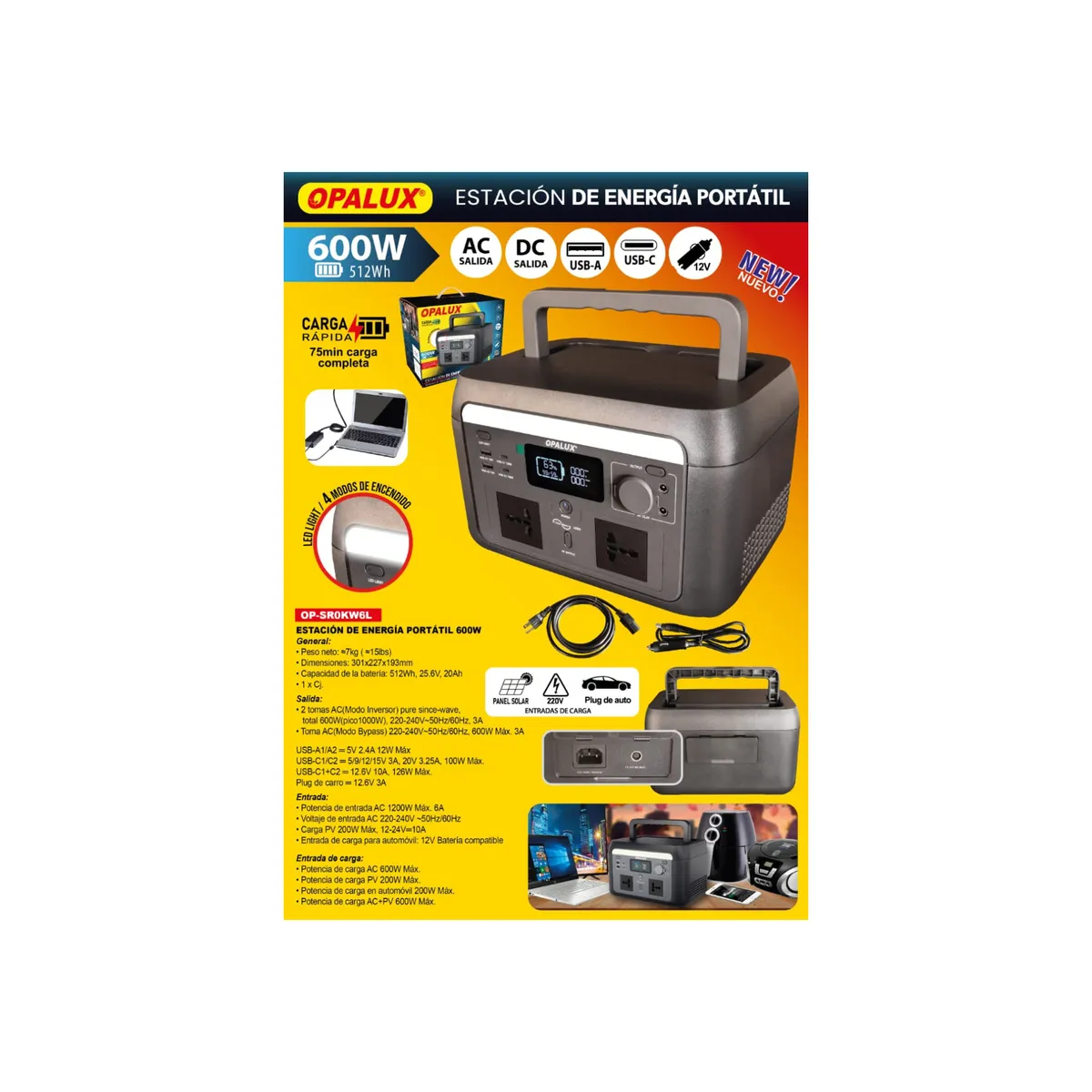 OPALUX - Generador Estación De Energía Portátil 600w Opalux Viajes