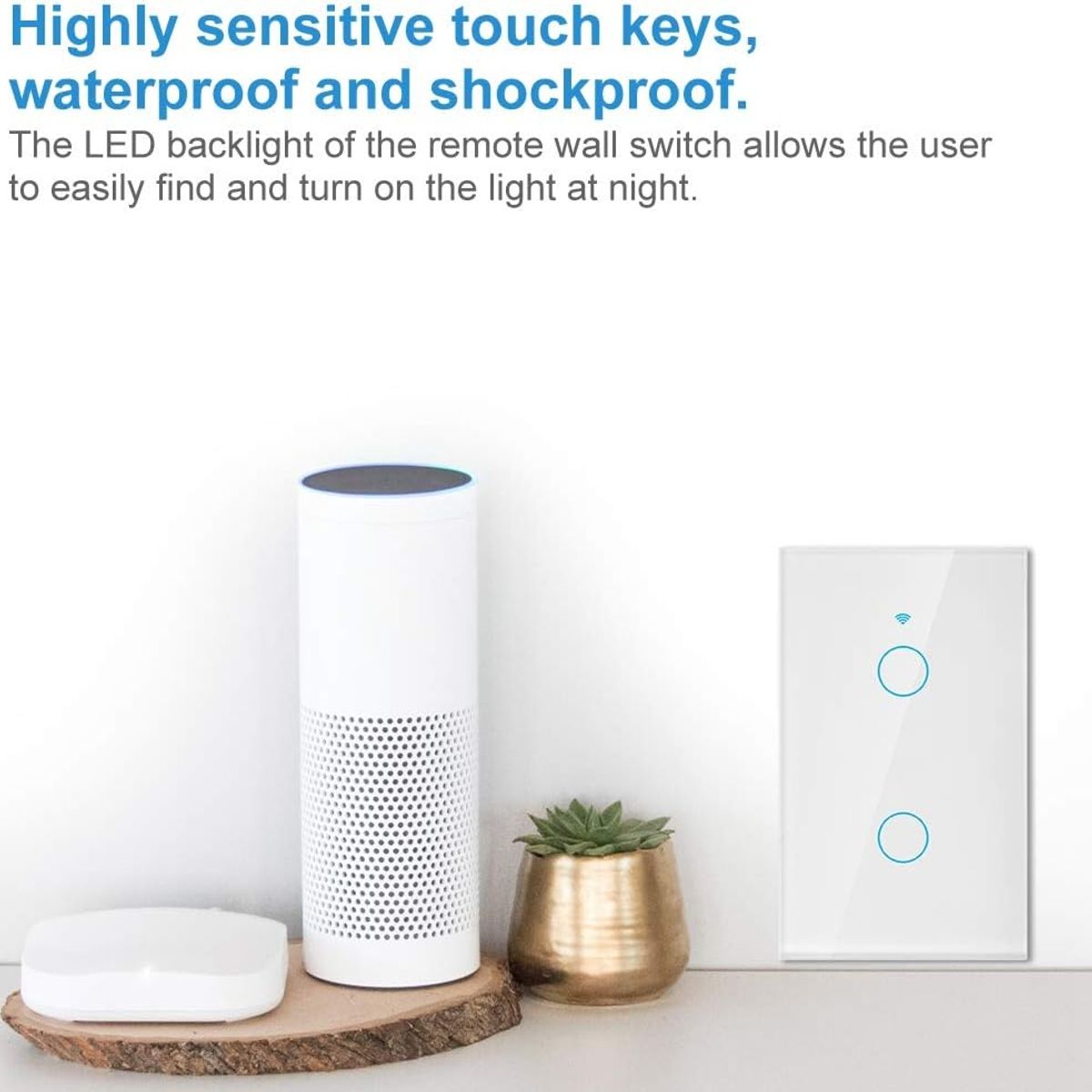 OEM - Interruptor de Pared Inteligente con Panel de Vidrio Templado de 2 Bandas WiFi