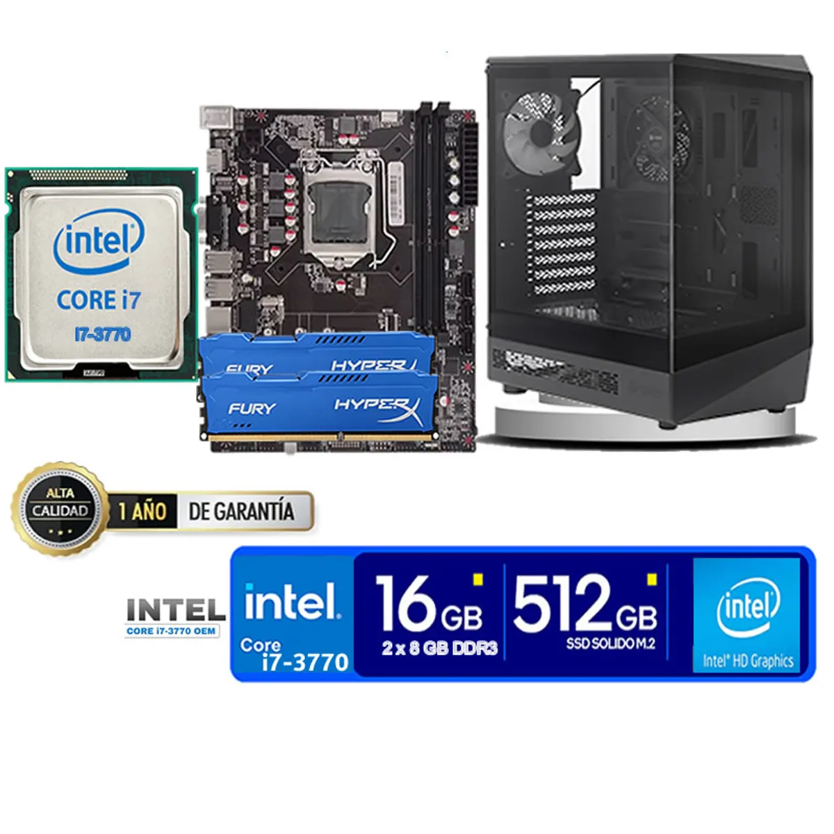 INTEL - Computadora Pc Intel Core i7 3770  Monitor 24 fhd' RAM 16 GB SSD 500 GB