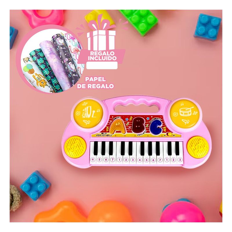 GENERICO - Piano de Niños Musical en Color Rosado Y+Papel de Regalo