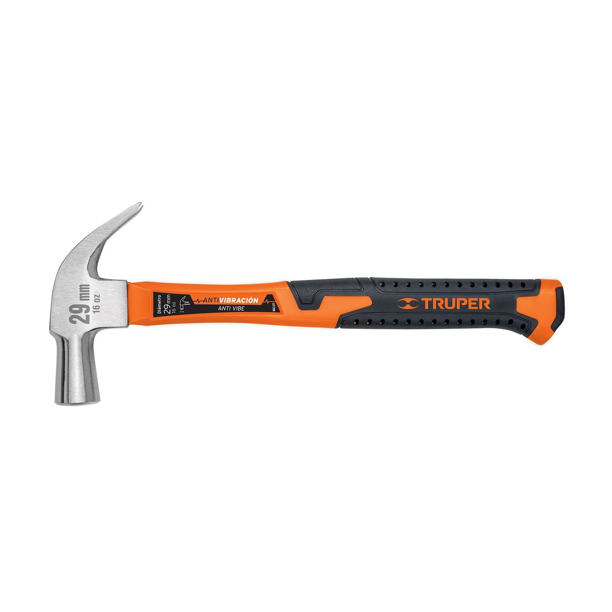 TRUPER - Martillo cabeza cónica 29 mm uña curva mango fibra vidrio Truper - 10852