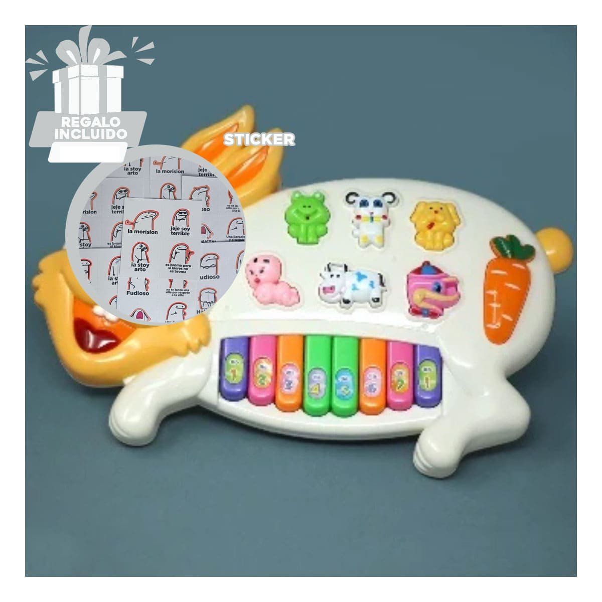 GENERICO - Pack12 Juguete Animalista de Piano Y+Regalo Stickers