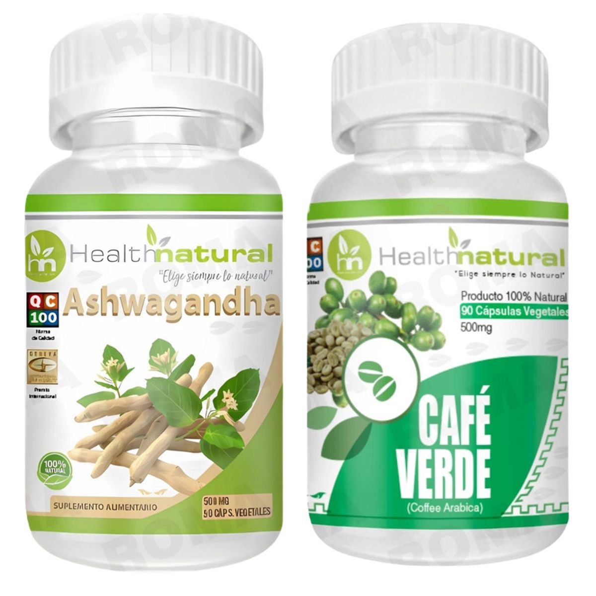 HEALTHNATURAL - ASHWAGANDHA HEALTHNATURAL 500MG + CAFÉ VERDE HEALTHNATURAL 500MG