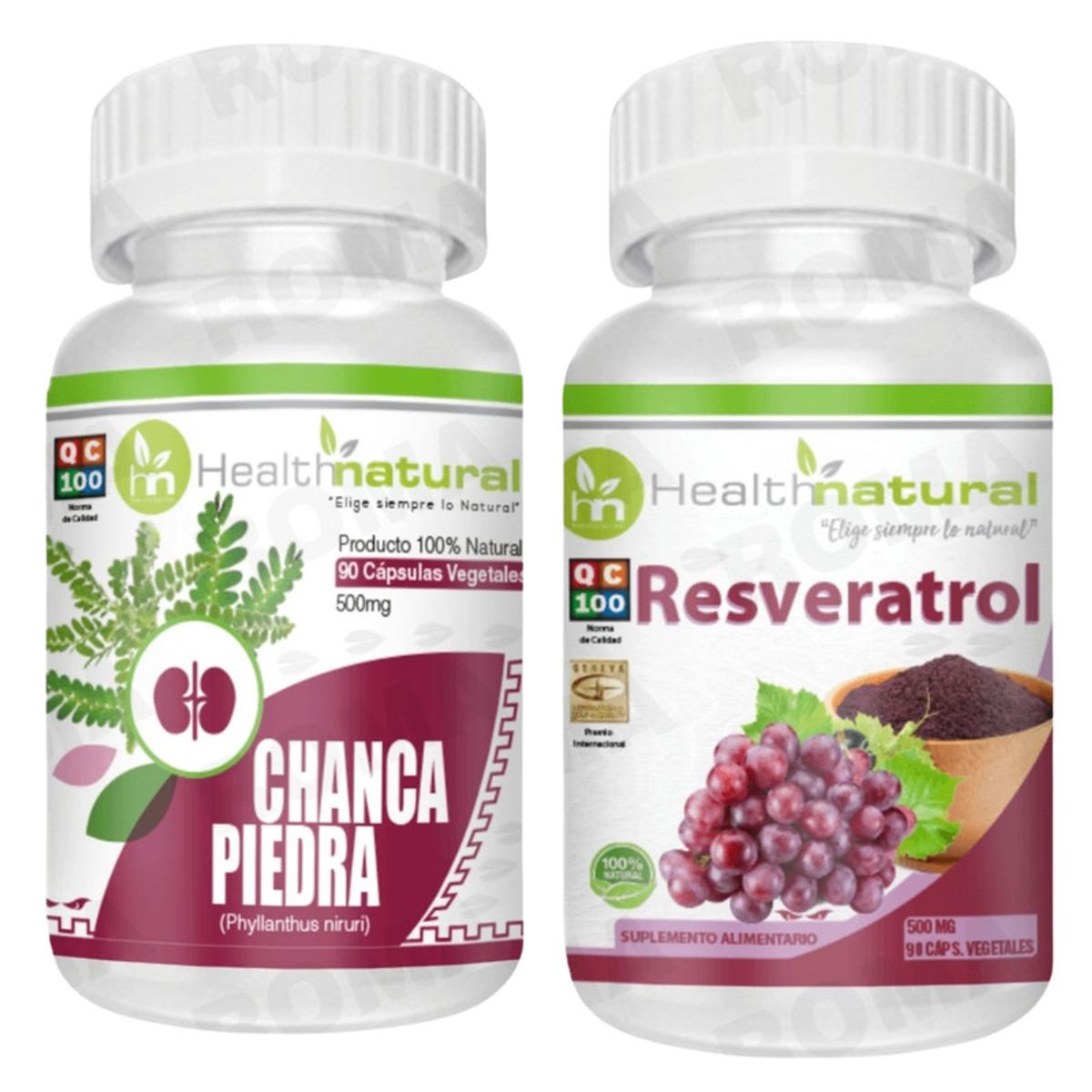 HEALTHNATURAL - CHANCA PIEDRA HEALTHNATURAL 500MG + RESVERATROL HEALTHNATURAL 500MG