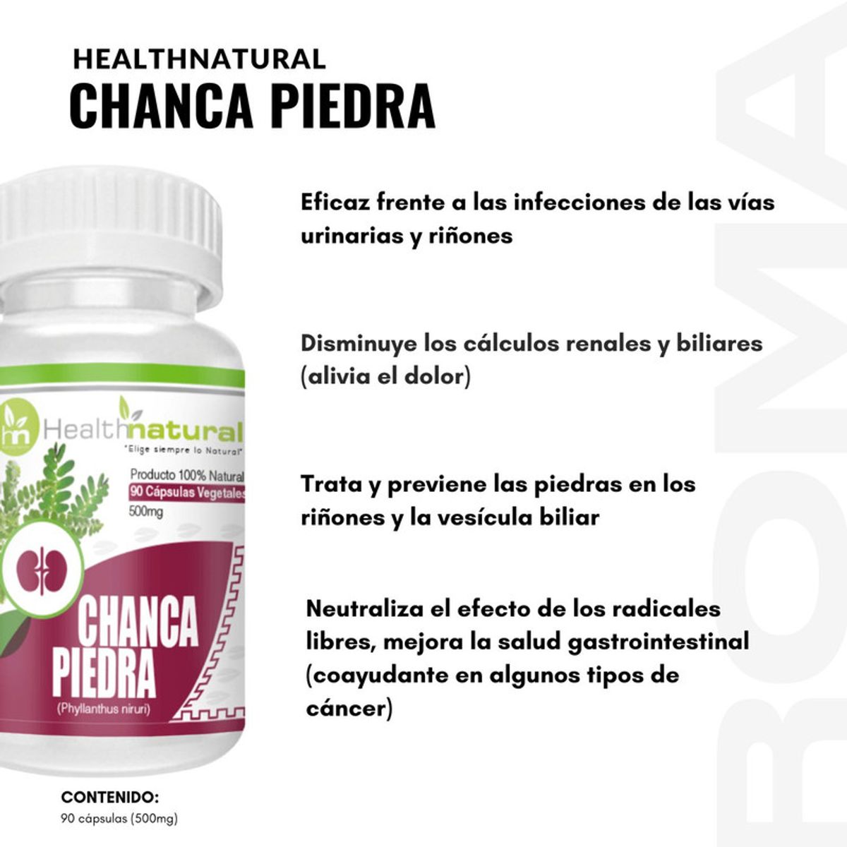 HEALTHNATURAL - CHANCA PIEDRA HEALTHNATURAL 500MG + RESVERATROL HEALTHNATURAL 500MG