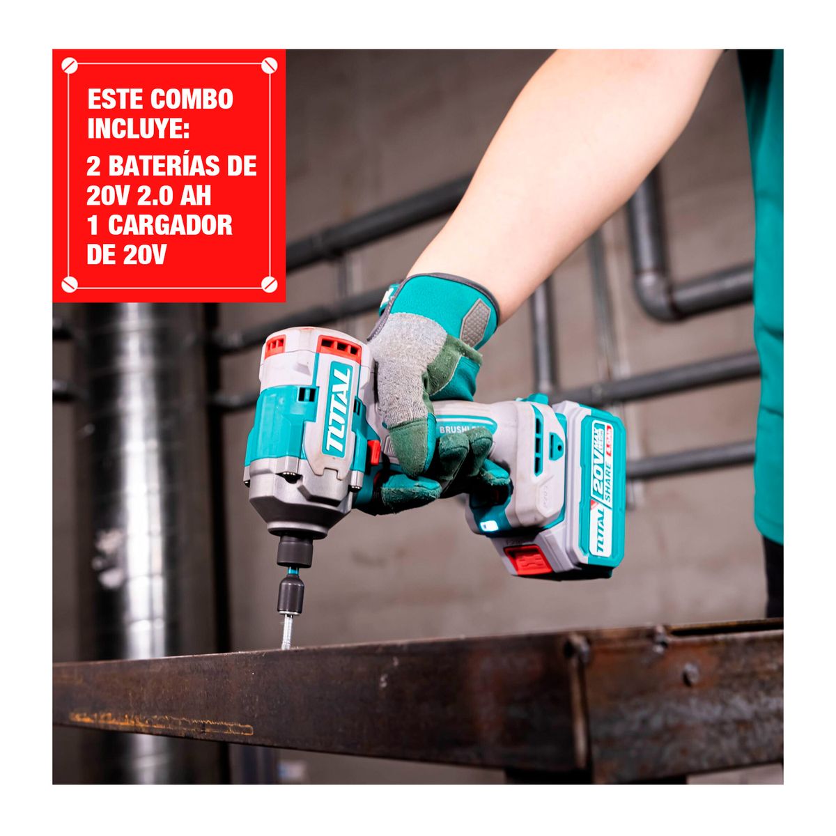 TOTAL TOOLS - Atornillador De Impacto 20v 14 285nm + Full Set + Accesorios