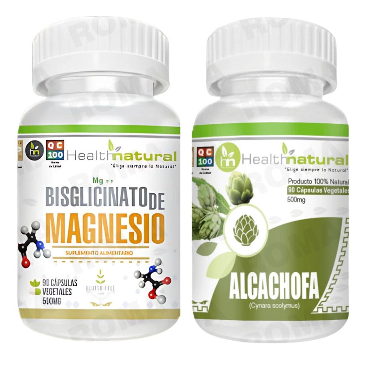 HEALTHNATURAL - BISGLICINATO DE MAGNESIO HEALTHNATURAL + ALCACHOFA HEALTHNATURAL 500MG