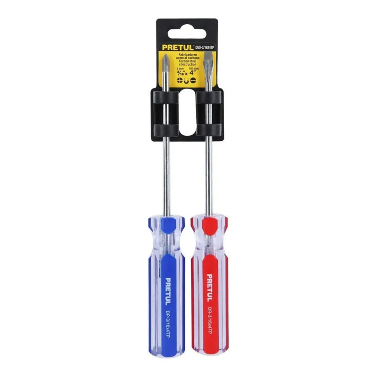 PRETUL - Desarmador Plano Y Estrella De 316 X 4 Pulgadas Pretul