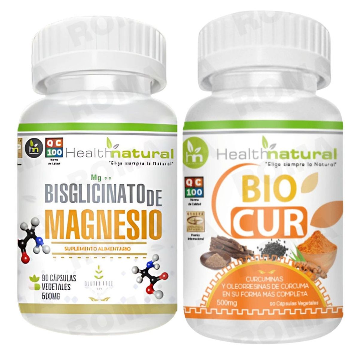 HEALTHNATURAL - BISGLICINATO DE MAGNESIO HEALTHNATURAL + BIOCUR HEALTHNATURAL 500MG