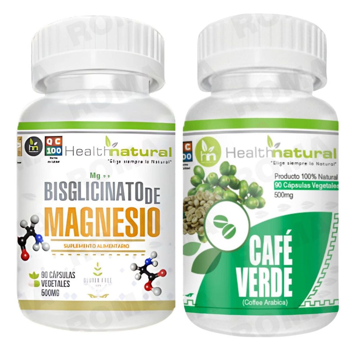 HEALTHNATURAL - BISGLICINATO MAGNESIO HEALTHNATURAL + CAFÉ VERDE HEALTHNATURAL 500MG