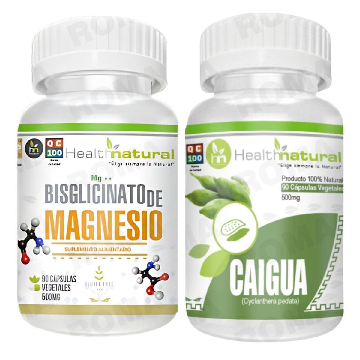 HEALTHNATURAL - BISGLICINATO MAGNESIO HEALTHNATURAL 500MG + CAIGUA HEALTHNATURAL 500MG