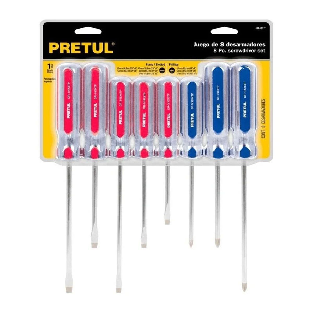 PRETUL - Desarmadores Jgo 8 Pzs Estrellas Y Planos Mango Pvc Pretul - 20213