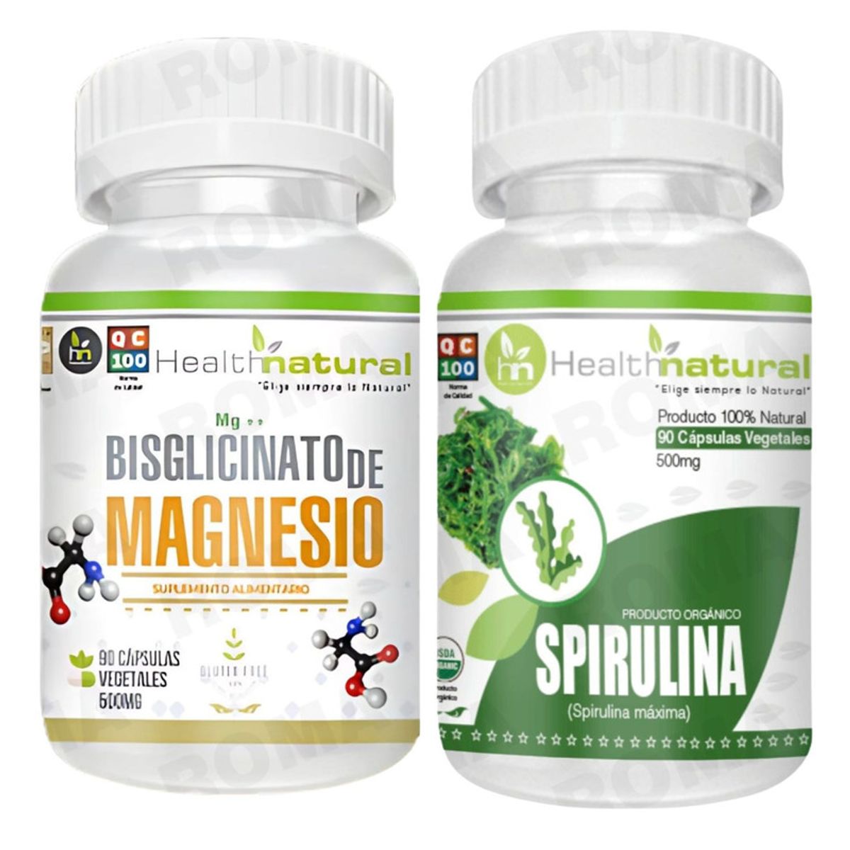 HEALTHNATURAL - BISGLICINATO DE MAGNESIO HEALTHNATURAL + SPIRULINA HEALTHNATURAL