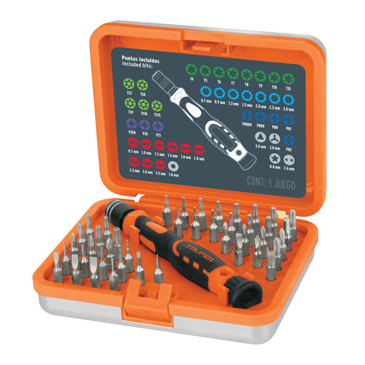 Truper - Desarmador de joyero con 42 puntas intercambiables - 14163