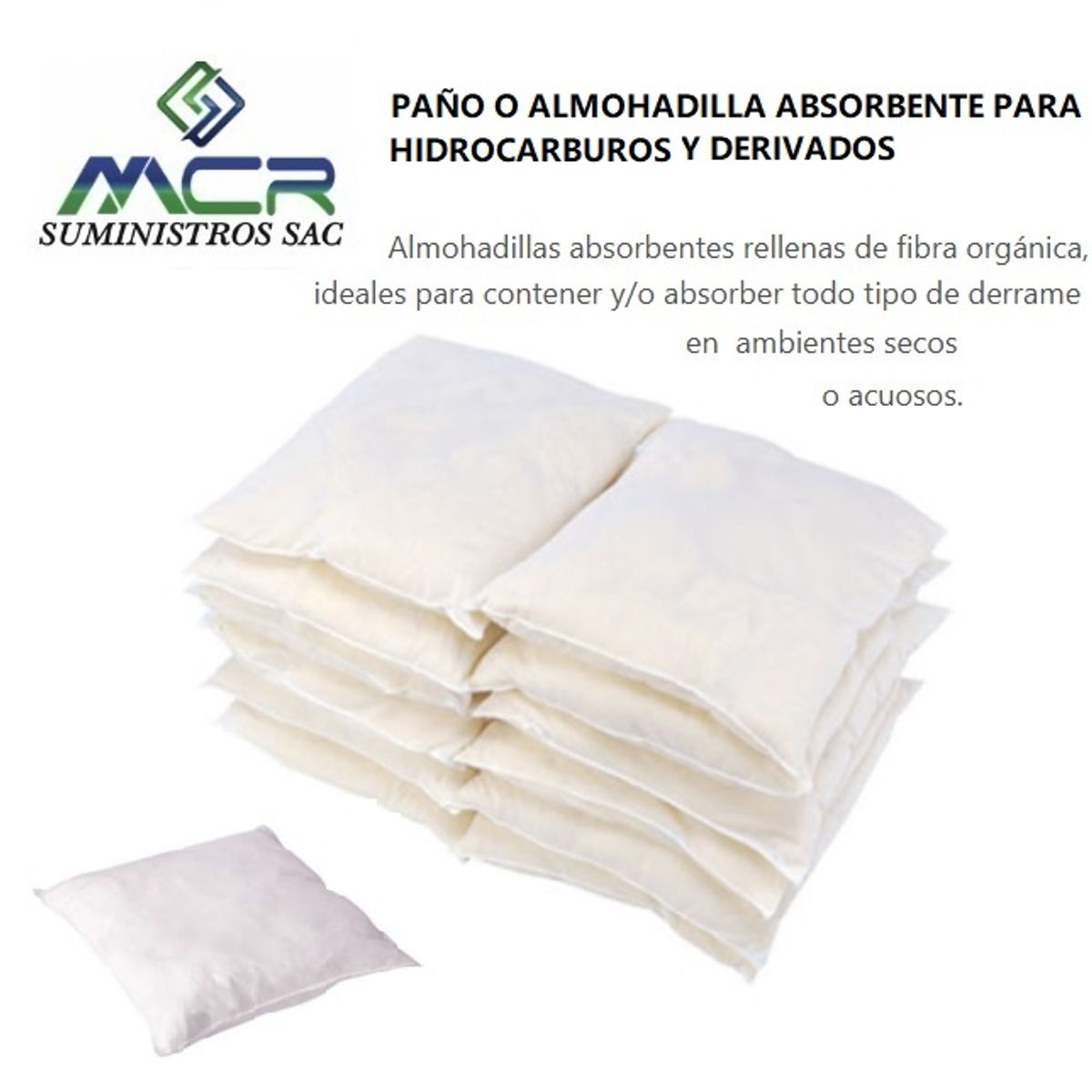 GENERICO - PAÑO O ALMOHADILLA ABSORBENTE PARA HIDROCARBUROS Y DERIVADOS PACK 12UND