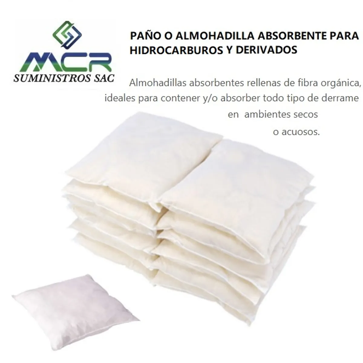 GENERICO - PAÑO O ALMOHADILLA ABSORBENTE PARA HIDROCARBUROS Y DERIVADOS PACK 12UND