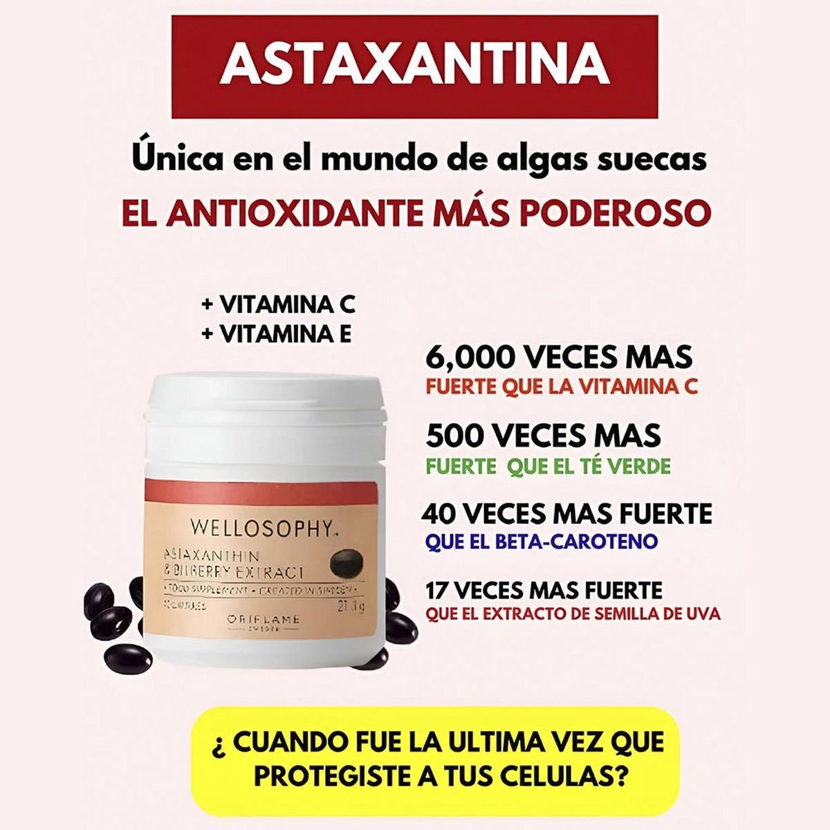 ORIFLAME - Astaxantina & Extracto de Arándano 30 Cápsulas Wellosophy
