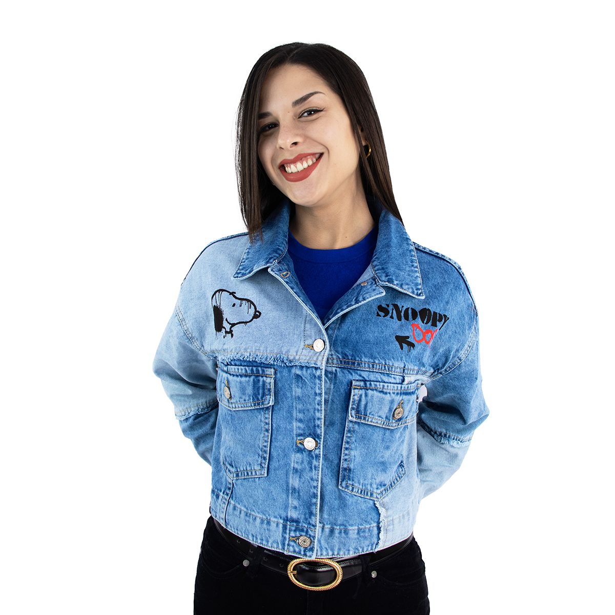 SNOOPY - CASACA  DENIM CROP SNOOPY MUJER