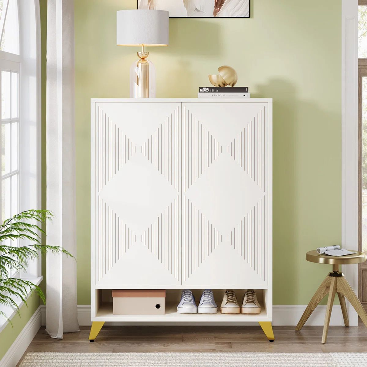 R&R MUEBLES - Zapatera Moderna Kusakabe Blanco R&R MUEBLES