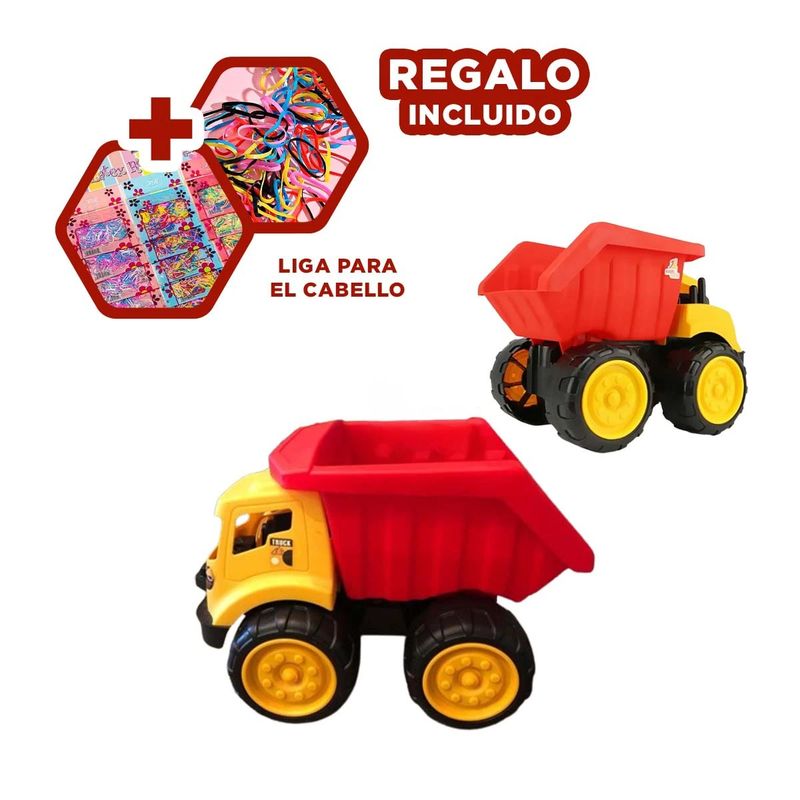 RYBIU IMPORT - Pack6 Volquete de Carro Truck Tono Rojo Y+Ligas de Regalo