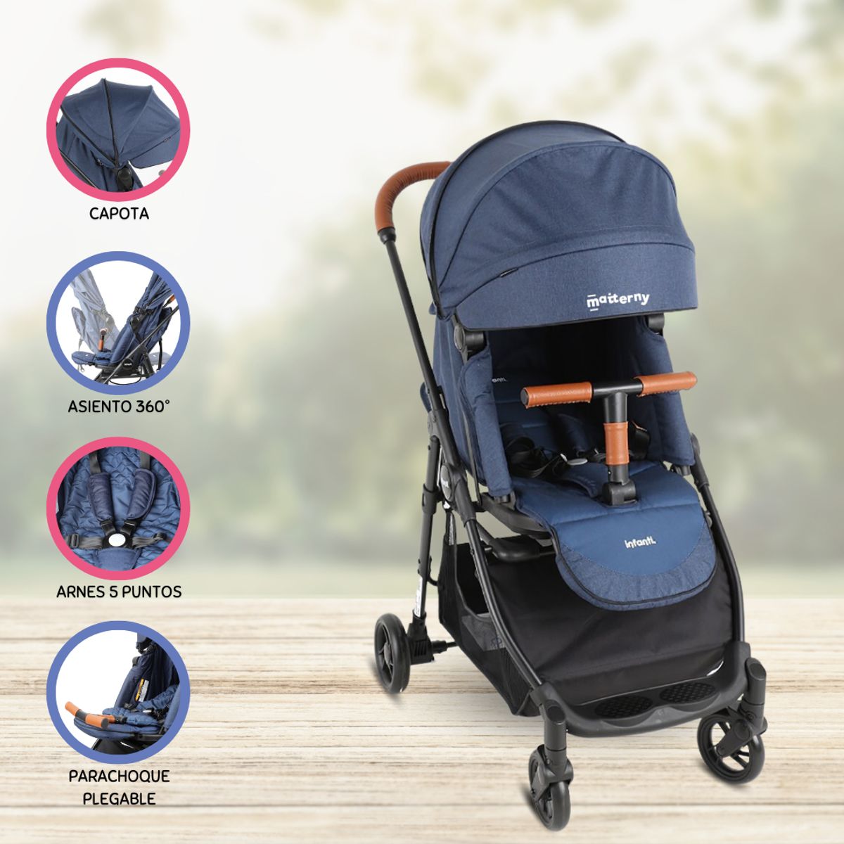 INFANTI - Coche Cuna de Paseo INFANTI «ZURI 360» Blue