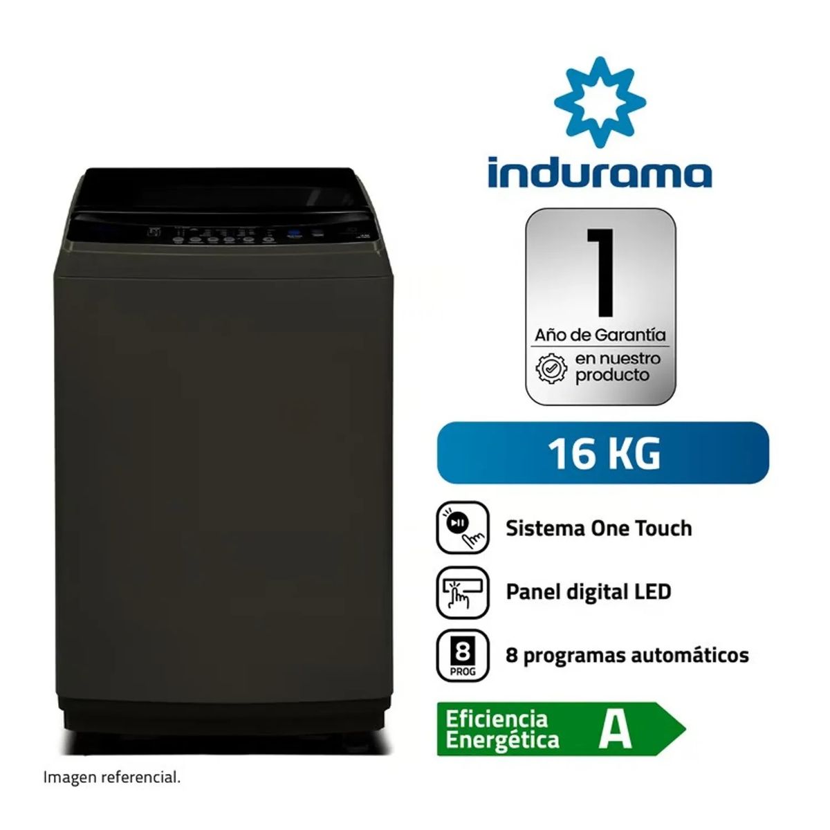 INDURAMA - Lavadora Automática  indurama 16KG Carga Superior LRI-16DTN