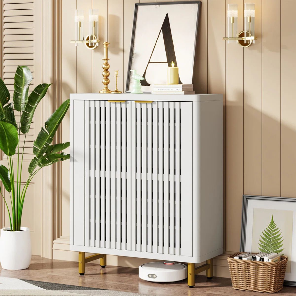 R&R MUEBLES - Zapatera Moderna Renji Blanco R&R MUEBLES