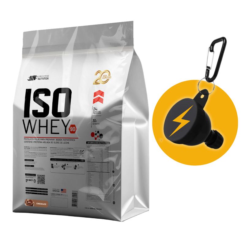 UNIVERSE NUTRITION - ISOWHEY90 DE 3kg CHOCOLATE CON PORTASUPLES - PROTEÍNA ISOLATADA