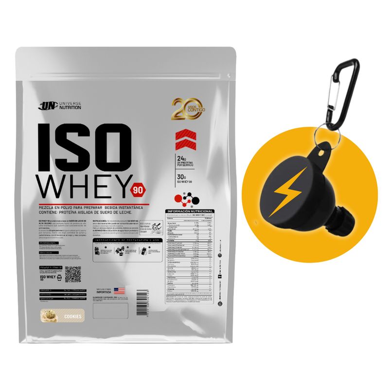 UNIVERSE NUTRITION - ISOWHEY90 DE 3kg GALLETA CON PORTASUPLES - PROTEÍNA ISOLATADA