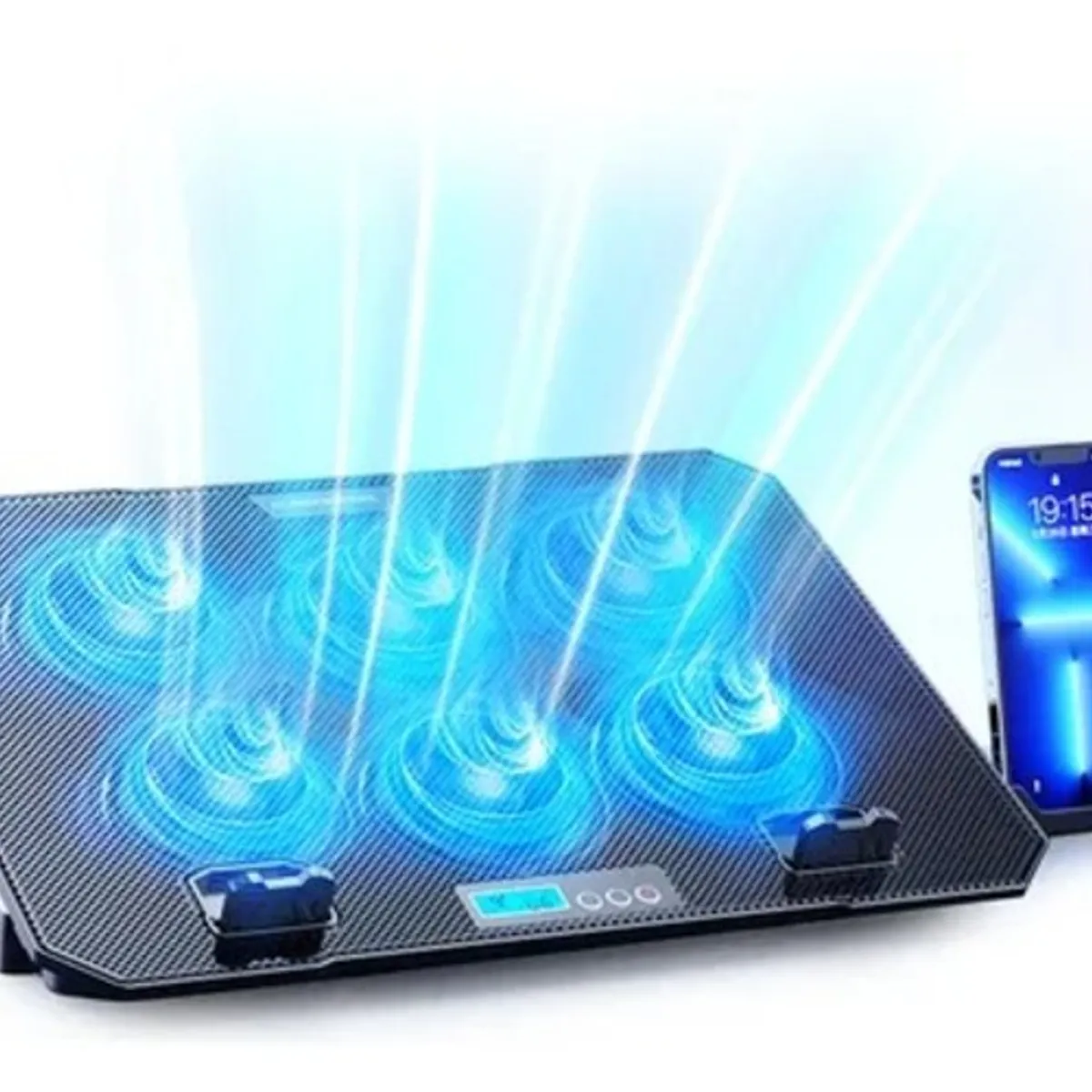 GENERICO - Soporte laptop 6 Cooler Aluminio con Pantalla LED