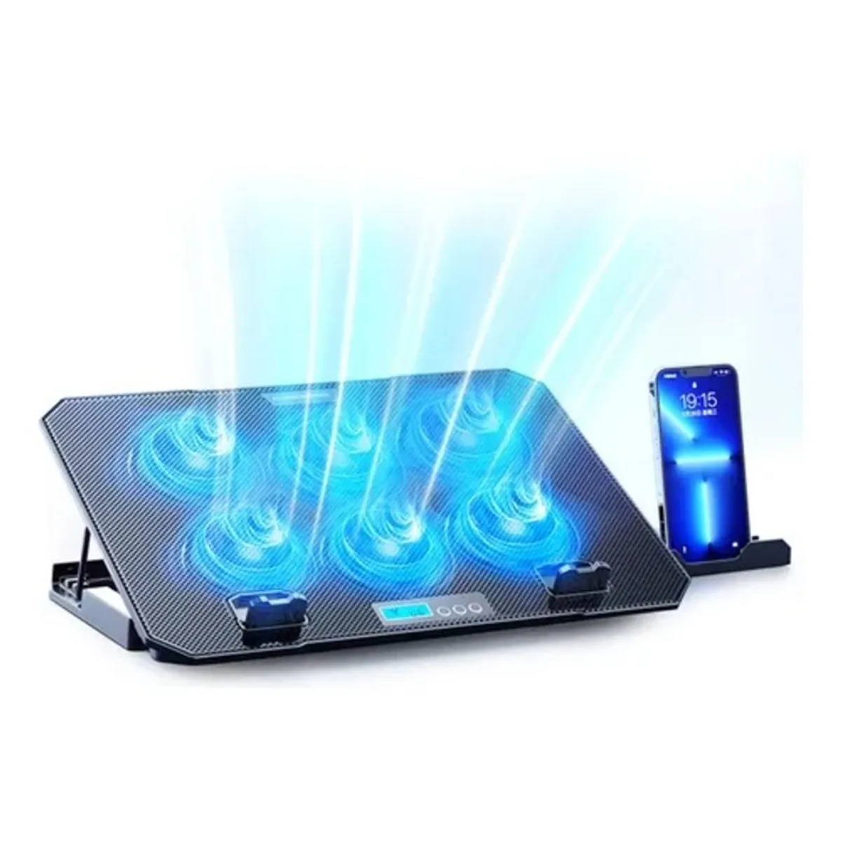 GENERICO - Soporte laptop 6 Cooler Aluminio con Pantalla LED