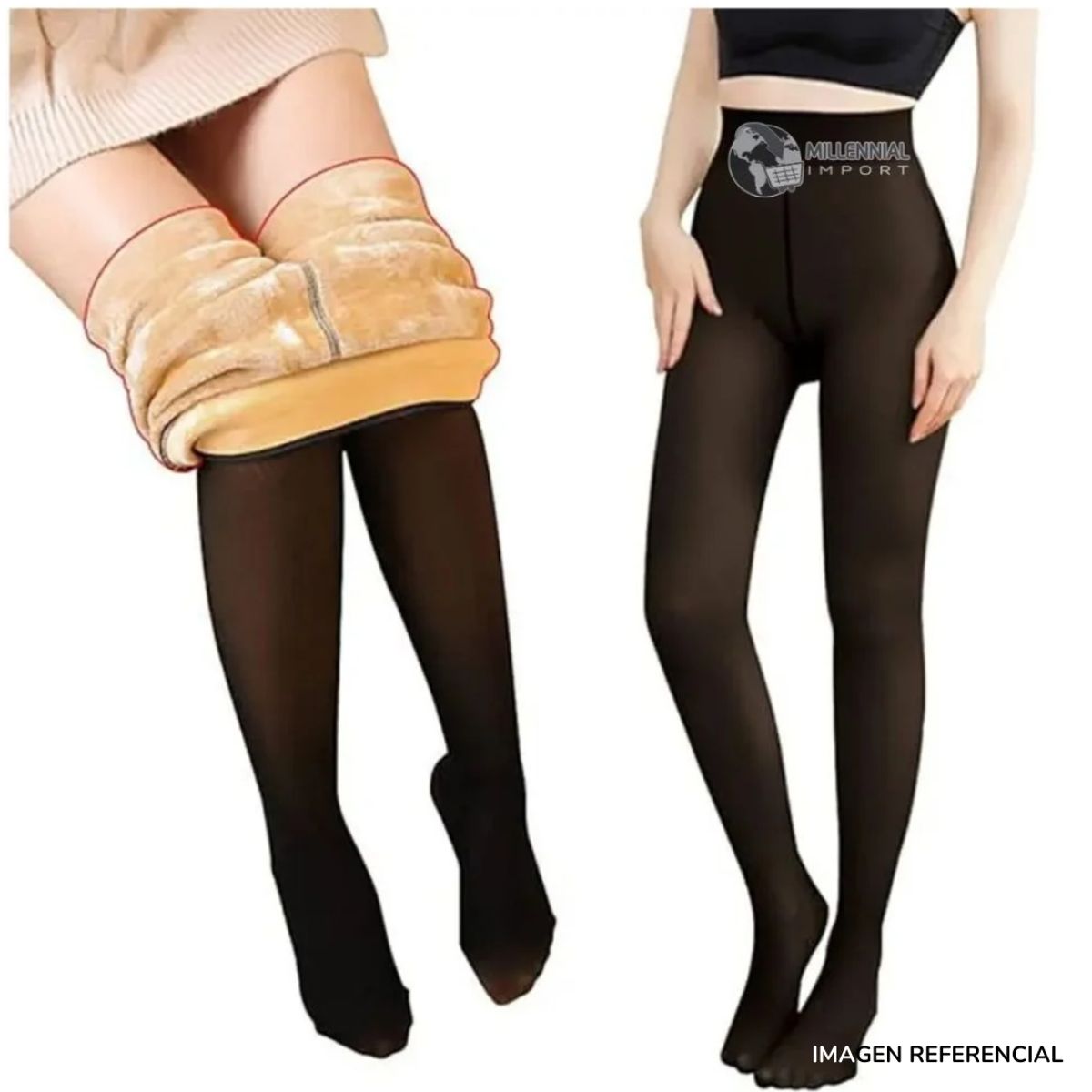 GENERICO - Panty Calentador Panty Efecto Piel Abrigador Negro