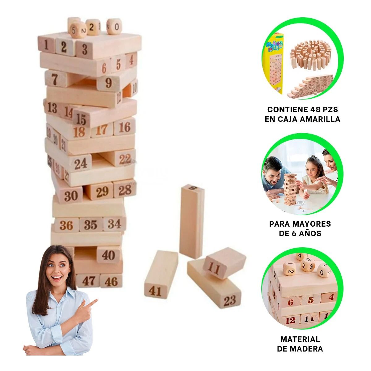 RYBIU IMPORT - Pack6 Bloques Juego de Mesa con Caja Amarilla