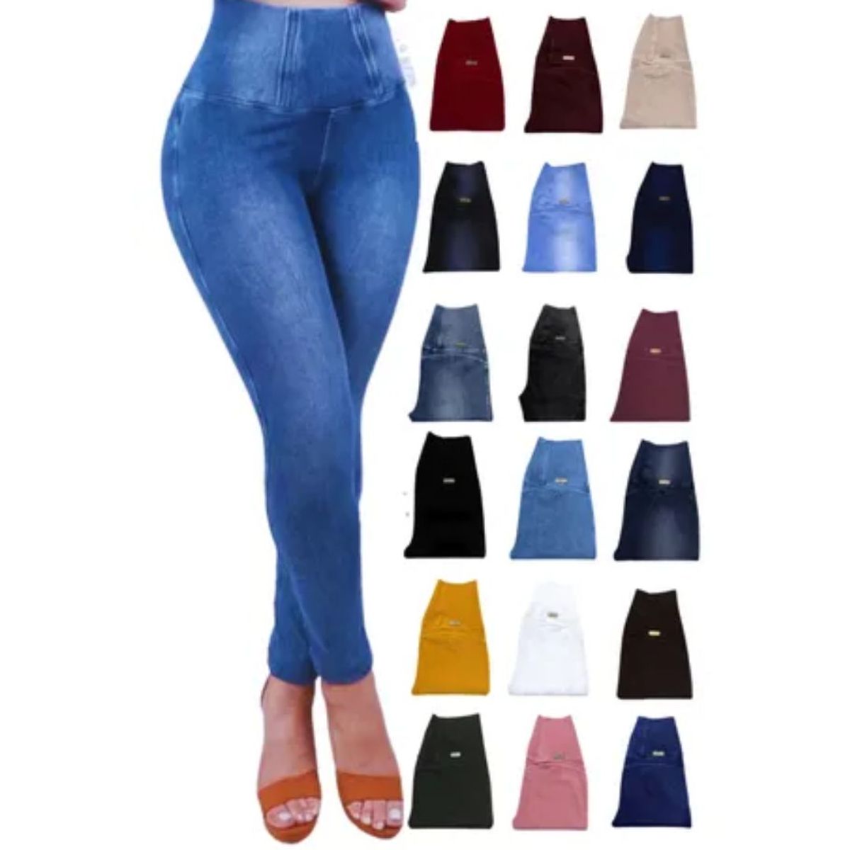 GENERICO - Jeans Pantalón Fresh Terry  Mujer Fajero Reductor negro