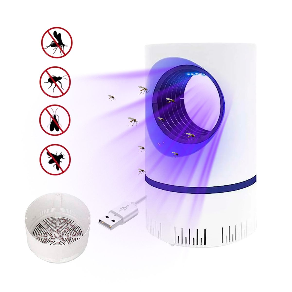 GENERICO - Lámpara Mata Insectos Eléctrico Cpuerto Usb Y Luz Uv