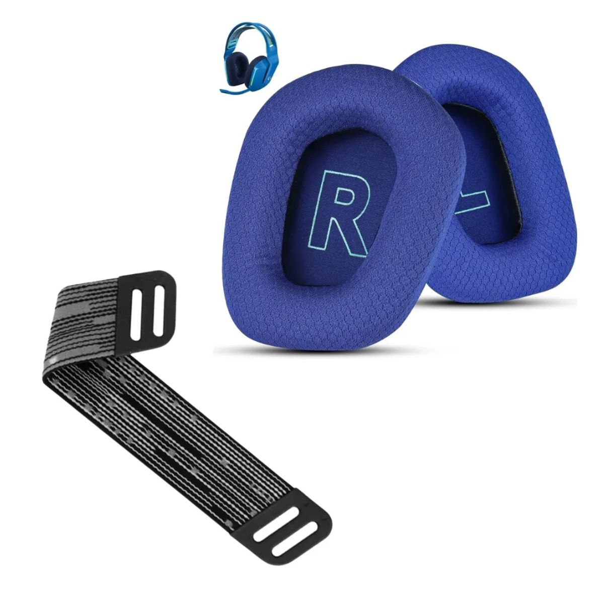 GENERICO - Banda vincha Elastic + Almohadillas Para Logitech G335 G535 G733 Azul