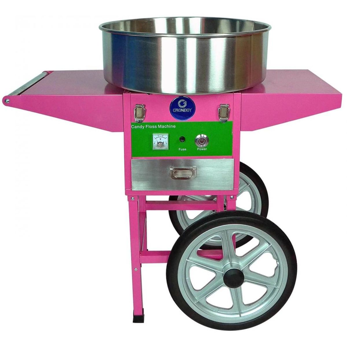 GRONDOY - Máquina de Algodón de Azúcar Grondoy con Carrito - Ideal para Ferias
