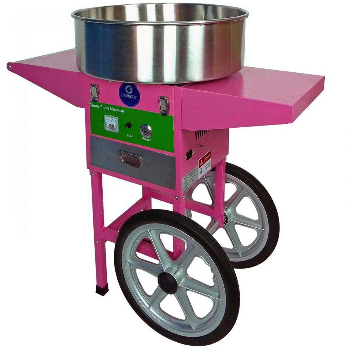GRONDOY - Máquina de Algodón de Azúcar Grondoy con Carrito - Ideal para Ferias