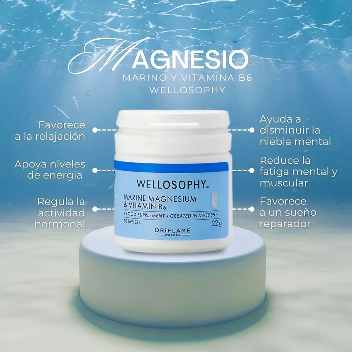 ORIFLAME - Magnesio Marino & Vitamina B6 30 tabletas Wellosophy