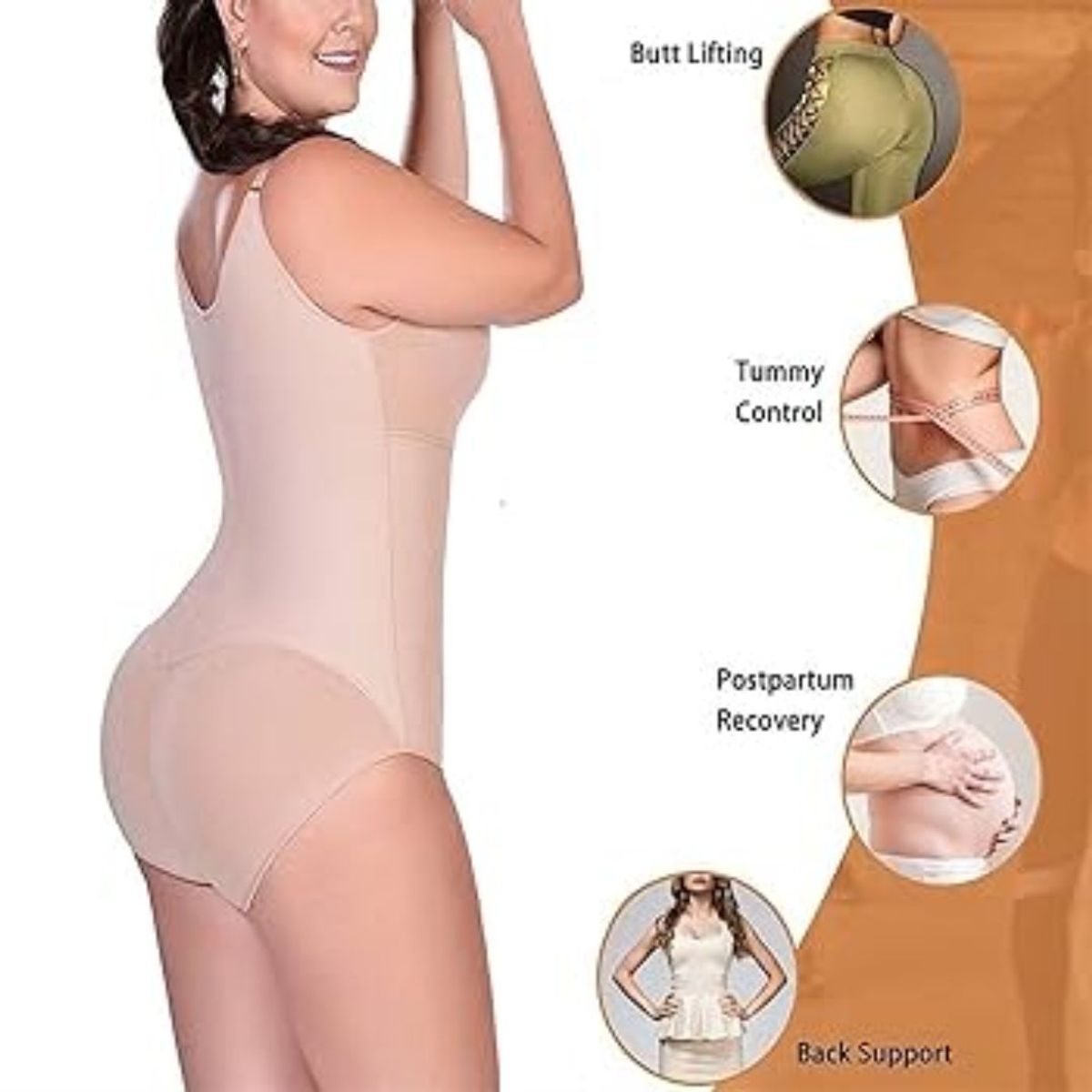 GENERICO - Faja Body moldeador de glúteos para mujer control de abdomen